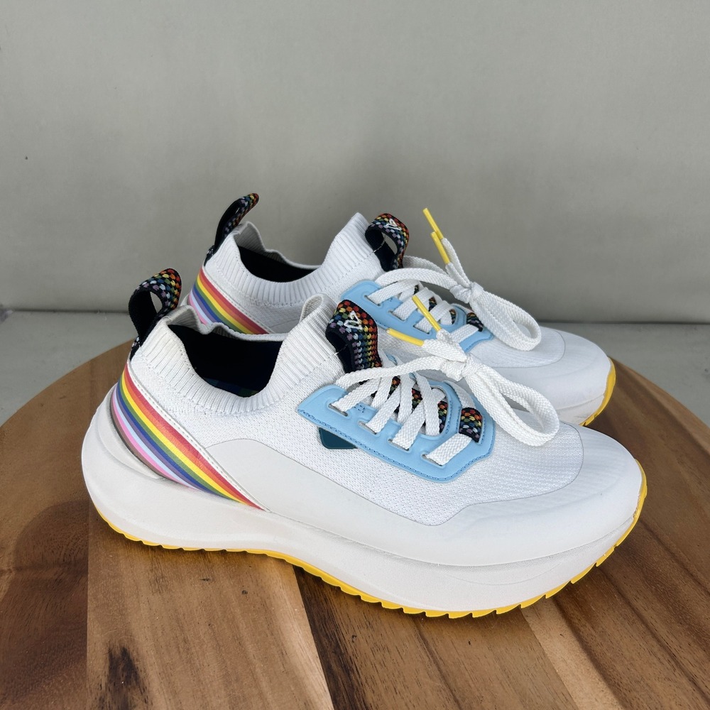 Vessi Stormburst Low Top Pride 2024 White Rainbow Sneakers Womens 8 Waterproof
